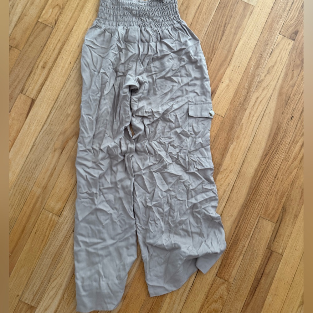 Cream Wide-Leg High Rise Pants